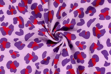 Musselin, Double Gauze, Leo Print, lavendel, lila, 0,5 m